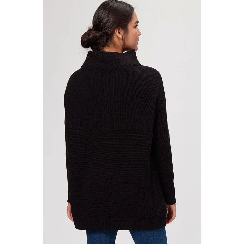 NEW FREE PEOPLE BLACK OTTOMAN SLOUCHY OVERSIZED TUNIC SWEATER SZ XS